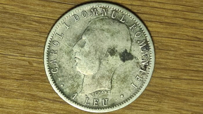 Romania - moneda de colectie istorica - 1 leu 1906 argint -Carol I- aniversara !