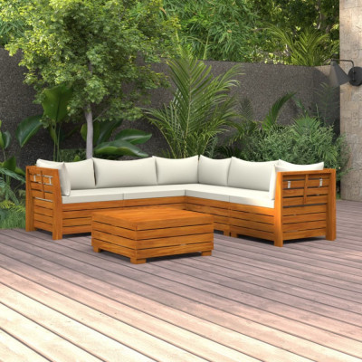 vidaXL Set mobilier grădină cu perne, 6 piese, lemn masiv acacia foto