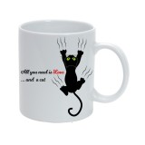 Cana alba personalizata Love &amp; Cat, INOVATIX&reg;. 330ml, Oem
