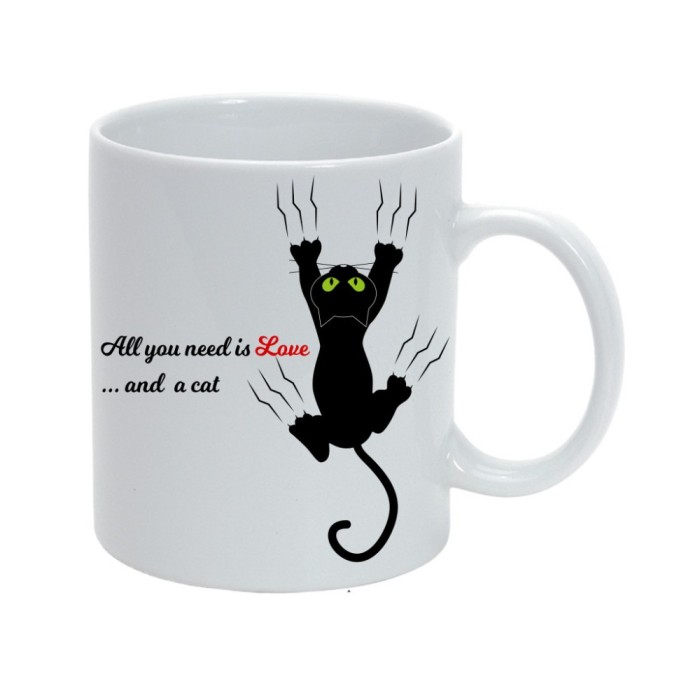 Cana alba personalizata Love &amp; Cat, INOVATIX&reg;. 330ml