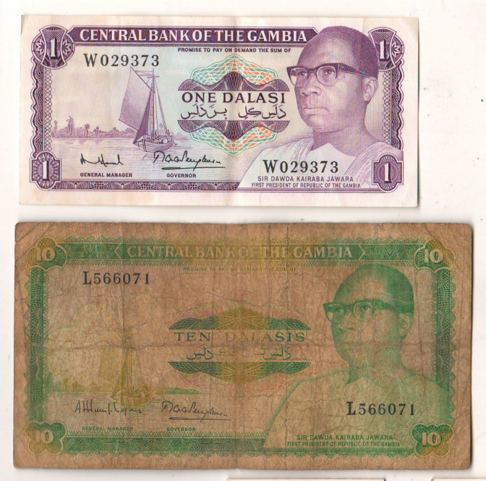 SV * Gambia 1 DALASI -XF + 10 DALASIS F+ 1987 - 1990 * Sir DAWDA KAIRABA JAWARA