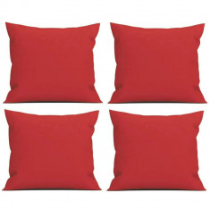 Set 4 Perne decorative patrate, 40x40 cm, pentru canapele, plina cu Puf Mania Relax, culoare rosu