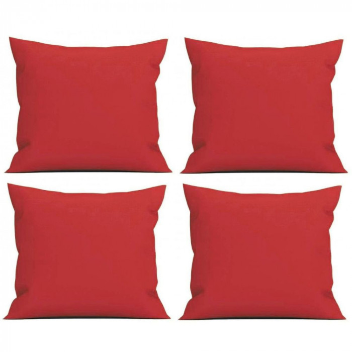 Set 4 Perne decorative patrate, 40x40 cm, pentru canapele, plina cu Puf Mania Relax, culoare rosu