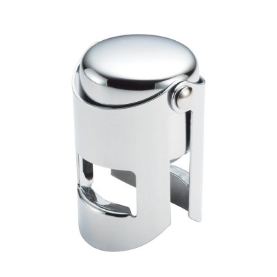 Dop pentru sticle de vin, sampanie, alte bauturi, wine stopper, otel inoxidabil, silicon, argintiu foto