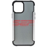 Husa iPhone 12 Pro Max, TPU + PC, Carbon Fiber, Silver