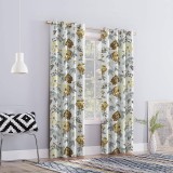 Draperie blackout model floral cu inele auriu antic, Madison, 250x255 cm, densitate 700 g/mp, Paeonia Shirley, 1 buc