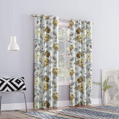 Draperie blackout model floral cu inele albe, Madison, 150x250 cm, densitate 700 g/ml, Paeonia Shirley, 1 buc foto