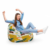 Fotoliu Puf Bean Bag tip Para XL Abstract Jungle Ocru, Updeco