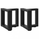 VidaXL Picioare pentru măsuță de cafea &icirc;n formă de T, 2 buc., negru, 30x25x(30-31) cm, oțel