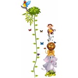 Sticker Grafic de crestere cu animale si fluturi - masurator inaltime - 90x170 cm