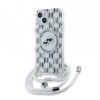Husa MagSafe pentru Apple iPhone 15, Karl Lagerfeld, IML Crossbody Monogram Karl &amp; Choupette&#039;s Heads, Transparenta