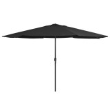 vidaXL Umbrelă de soare de exterior, st&acirc;lp metalic, negru, 390 cm