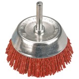 Perie cupa abraziva din nylon 65 mm cu tija pentru bormasina VERTO