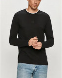 Bluza cu maneca lunga si logo, negru, Calvin Klein