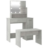Cumpara ieftin Set masuta de toaleta cu LED, gri beton, lemn prelucrat