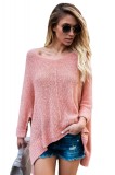 BL995-5 Bluza tricotata cu model asimetric si fante pe lateral, XL, XXL