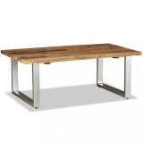 Masuta Cafea Gossi Lemn Masiv Reciclat 100x60x38 cm Industrial Vintage Rustic Stejar Sonoma Alb Negru Maro
