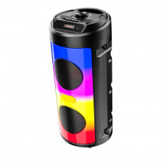 Boxa portabila doua difuzoare full rgb bluetooth radio fm microfon, telecomanda foto