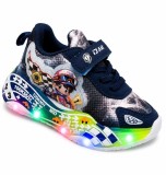 Cumpara ieftin Pantofi sport cu lumini LED, Model Masinuta de curse, Superbaby, Bleumarine