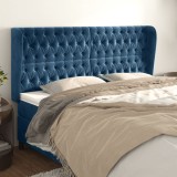 VidaXL Tăblie pat cu urechi albastru &icirc;nchis 183x23x118/128 cm catifea 3118356