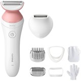 Aparat de ras fara fir, umed si uscat Philips Lady Shaver Seria 6000 BRL146/00, Wet&amp;amp;Dry, 10 ore incarcare, 40 min utilizare, Husa, manusa exfolier
