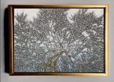 Tablou Iarna Natura in Relief 100x140cm, Pictat Manual Ulei pe Panza, Tablou Modern Abstract, Tablou Living Birou Sufragerie