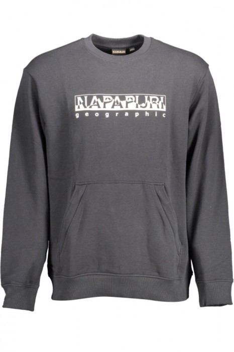 Hanorac B-Sella barbati, fara gluga, cu imprimeu cu logo, Regular fit, Negru, S