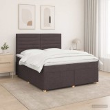 Cumpara ieftin Pat boxspring cu saltea Maro inchis 160 x 200 cm Tesatura