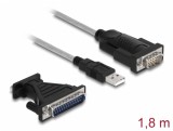 Adaptor USB la serial DB9 RS-232 FTDI + adaptor D-Sub 25, Delock 61314