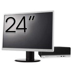 Pachet Calculator Second Hand HP ProDesk 400 G4 SFF, Intel Core i5-7500 3.40GHz, 8GB DDR4, 256GB SSD + Monitor 24&amp;quot; NewTechnology Media