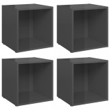 Cumpara ieftin Comode TV, 4 buc., gri extralucios, 37x35x37 cm, PAL