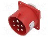 Conector alimentare AC, IEC 60309, IP44, IP54, 32A, 400V AC, 7 pini, PCE - 627-6V