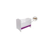 Cumpara ieftin Patut Eurogloria Como fara sertar - Alb cu Violet + Saltea Cocos 10 cm