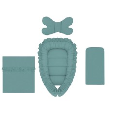 Set 4 in 1 Cosulet bebelus, MimiNu, Baby Cocoon 90x50 cm, Cu volanase, Husa bumbac, Cu paturica cu volanase 50x70 cm, Cu saltelu foto