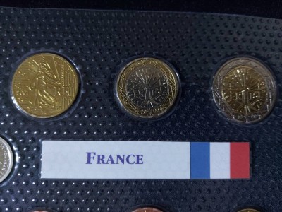 Euro set - Franța 1999-2001, 8 monede + medal UNC foto