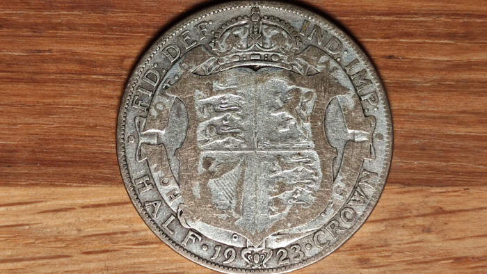 Marea Britanie - argint - moneda colectie (1/2) half crown 1923 stare buna