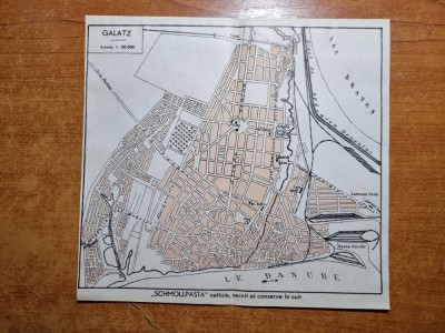 harta orasului galati-din anii &amp;#039;20 -&amp;#039;30-perioada interbelica-dimensiuni 17/18 cm foto