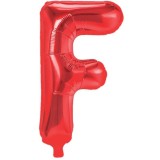 Balon folie metalizata litera f, flippy, 40 cm, umflati cu heliu sau aer, ambalaj individual, pai inclus, rosu