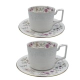 Serviciu din Portelan fosfatic, ROSE, 2 Cesti si Farfurii, 250 ml