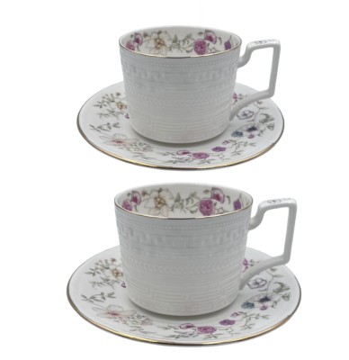 Serviciu din Portelan fosfatic, ROSE, 2 Cesti si Farfurii, 250 ml foto