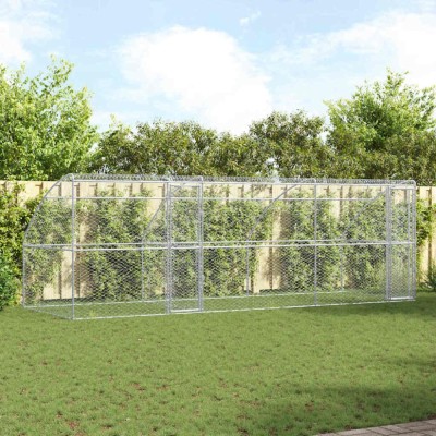 vidaXL Cușcă pentru c&amp;acirc;ini 3 pcs Argintiu 6 x 2 x 2 m Oțel 3368339 foto