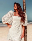 Cumpara ieftin Rochie Mini Alba cu Maneci Bufante, Virginia