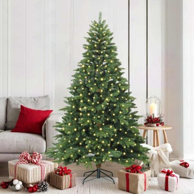 Brad de Crăciun artificial cu 300 LED Verde 180 cm PE și PVC foto