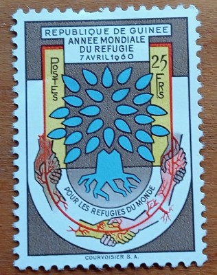 GUINEA -1960--&amp;#039;&amp;#039;ANUL REFUGIATILOR&amp;#039;&amp;#039;-Timbru f vechi&amp;#039;&amp;#039;--1 VAL-NESTAMPIL.-VEZI SCAN foto