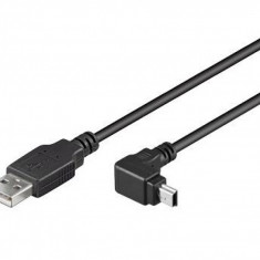 Cablu USB 2.0 la mini USB unghi 90 grade 1.8m T-T Negru, KU2M2A-90