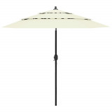 Umbrela de soare 3 niveluri, stalp de aluminiu, nisipiu, 2,5 m GartenMobel Dekor, vidaXL