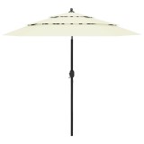 Cumpara ieftin Umbrelă de grădină 3 niveluri, st&acirc;lp aluminiu, nisipiu, 2,5 m