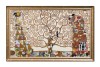 Tablou celebru pictat manual inramat living, dormitor, Copacul vietii, 110x70cm ulei pe panza, reproducere Gustav Klimt, rama din lemn