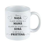 Cana alba personalizata &rdquo; Doar o nasa te poate imbratisa ca o mama&quot;, INOVATIX&reg;. 330ml