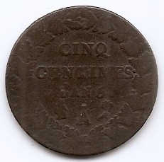 Franta 5 centimes 1796 A - L&#039;AN 5 - A, Prima Republica, Cupru, 10 gr, 28 mm, KM-640 (4)